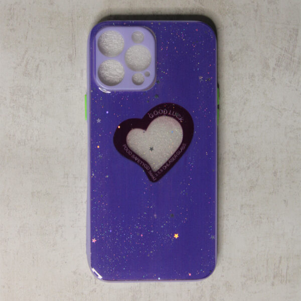 I Phone 13 Pro Max Back Cover sparkle heart shaped back cover