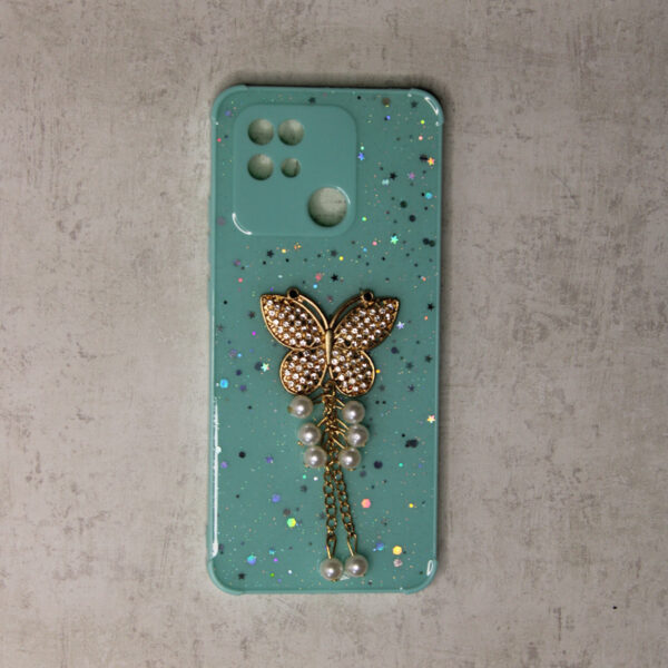 Stylish back cover for girls with butterfly hanging elements for redmi 10C