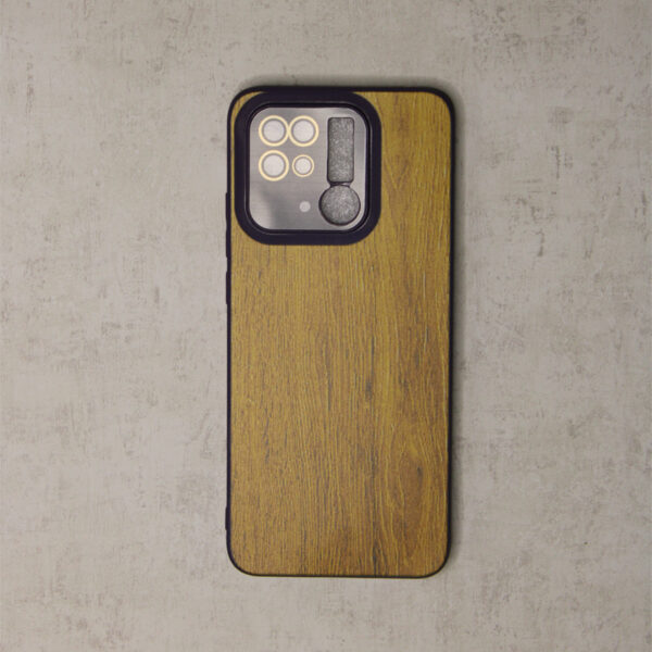 Plain Wooden Style back cover with Redmi 10C mobile with camera protection